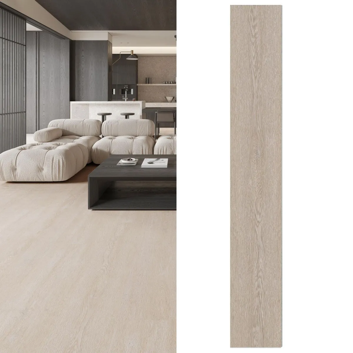 HOLZTEK - Piso Vinílico SPC 3.2 mm 18.2x122 cm Sarasota Sand Café Claro 3.11 m2