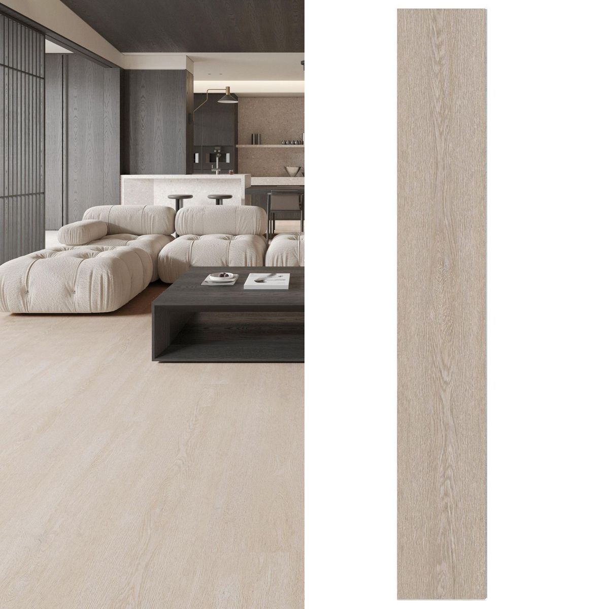 HOLZTEK - Piso Vinílico SPC 3.2 mm 18.2x122 cm Sarasota Sand Café Claro 3.11 m2