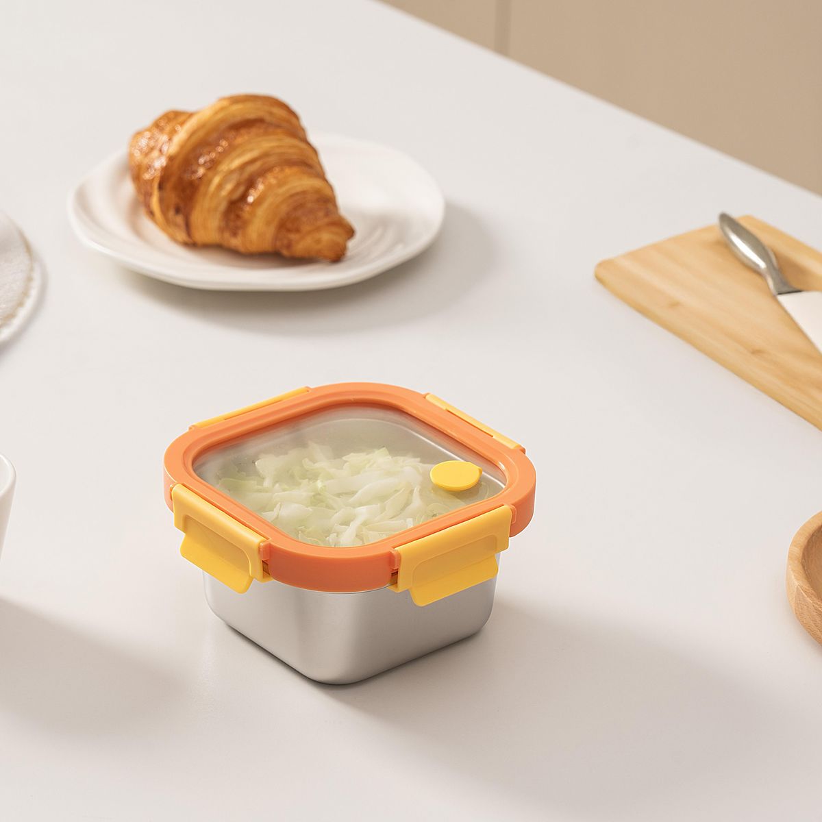 JUST HOME COLLECTION - Contenedor acero inoxidable 600 ml naranjo