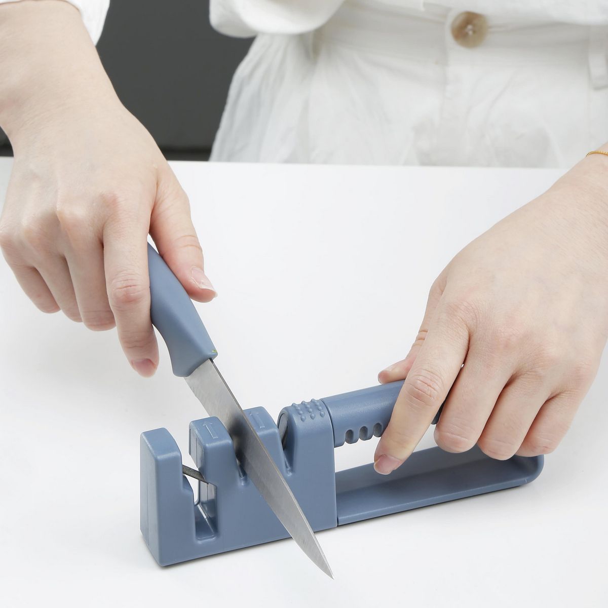 JUST HOME COLLECTION - Afilador de Cocina Plástico/Cerámica Azul