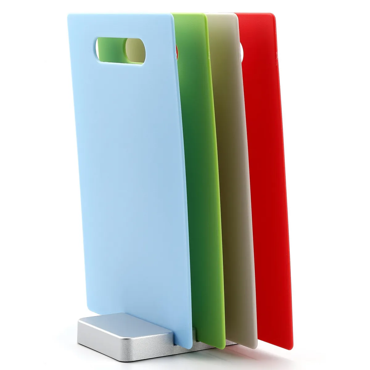 JUST HOME COLLECTION - Set 4 Tablas de Cortar de Plástico 18.3x28 cm Azul/verde/gris/rojo