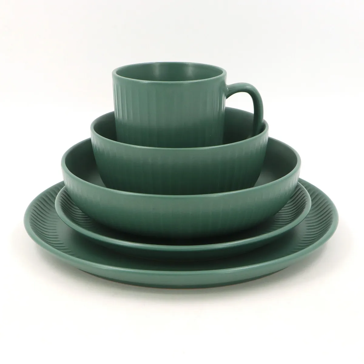 JUST HOME COLLECTION - Juego de Vajilla 30 Piezas Cerámica Delos Verde