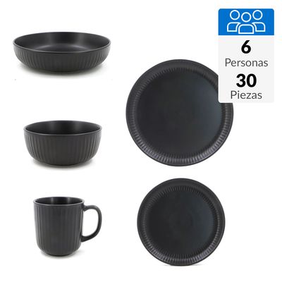 Imagen 2 del producto Juego de Vajilla 30 Piezas Cerámica Delos Negro
