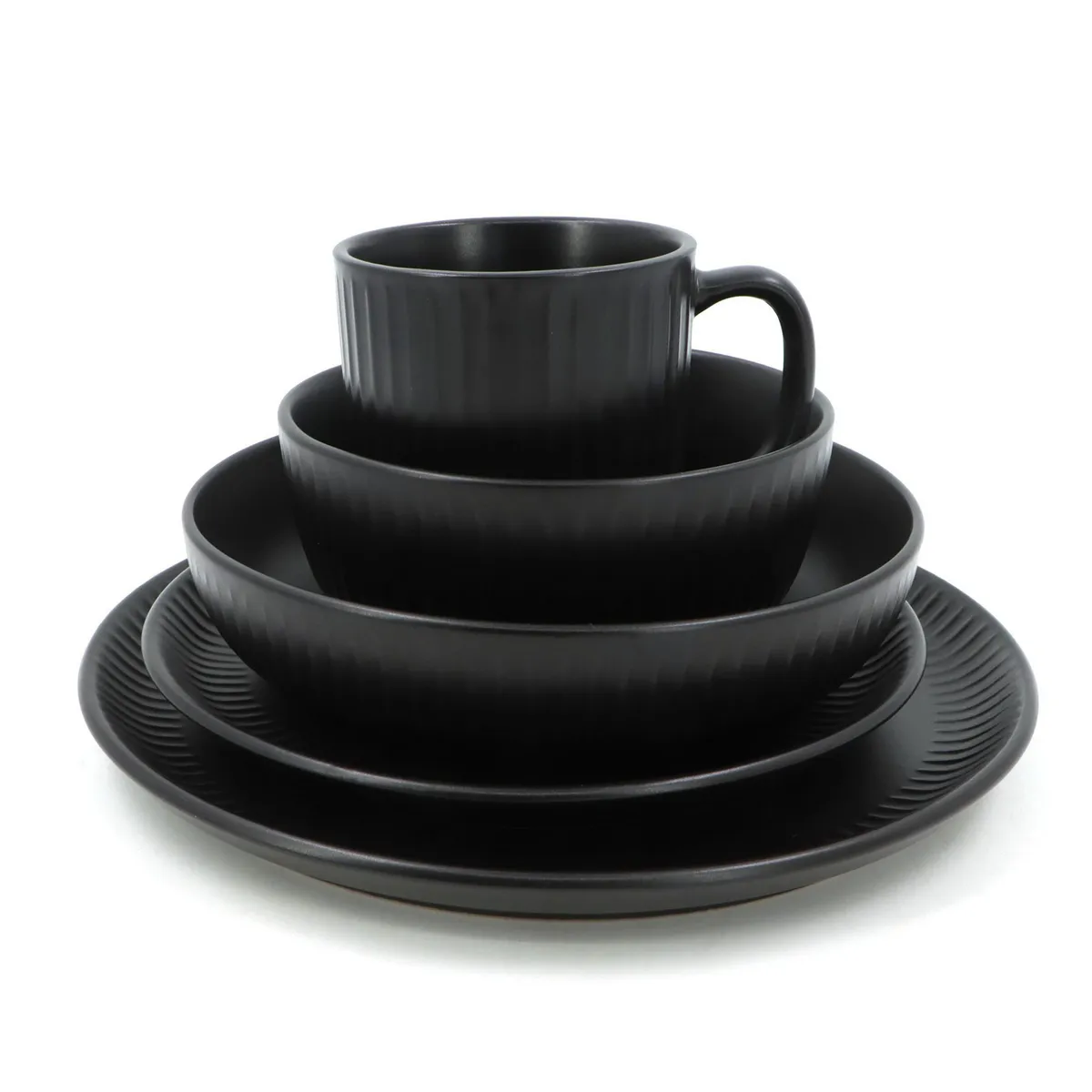 JUST HOME COLLECTION - Juego de Vajilla 30 Piezas Cerámica Delos Negro