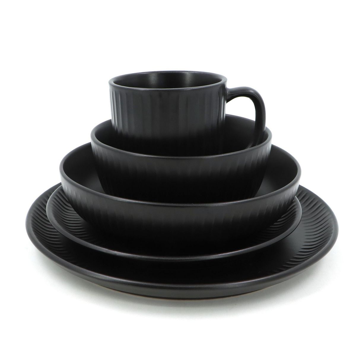 JUST HOME COLLECTION - Juego de Vajilla 30 Piezas Cerámica Delos Negro