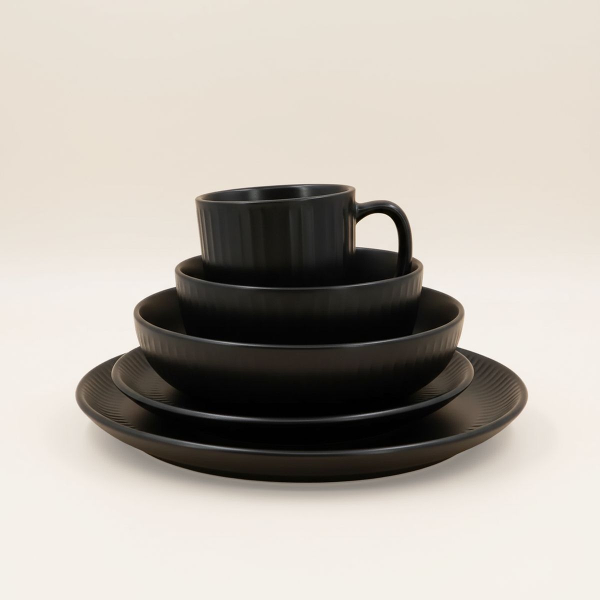 JUST HOME COLLECTION - Juego de Vajilla 30 Piezas Cerámica Delos Negro