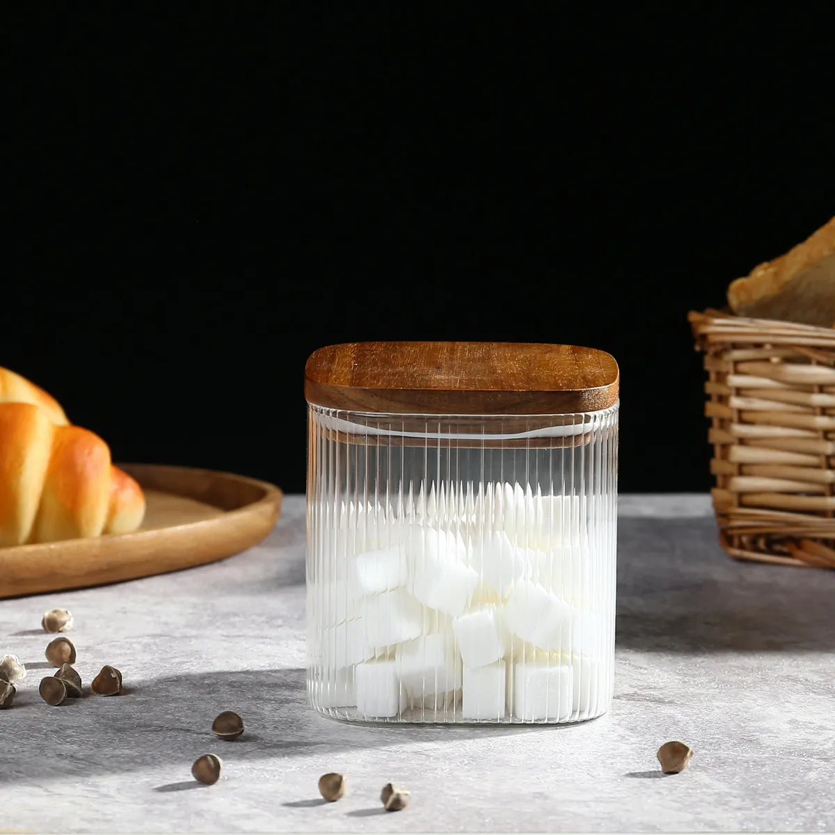 JUST HOME COLLECTION - Frasco Tapa Madera Vidrio 700 ml