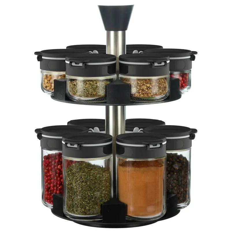 JUST HOME COLLECTION - Especiero Giratorio 12 Frascos Just Home Collection Negro