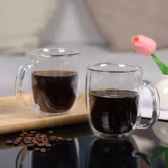 JUST HOME COLLECTION - Set 2 Mug Doble Pared 450 ml Vidrio Transparente