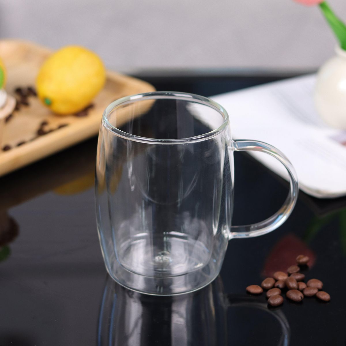 JUST HOME COLLECTION - Mug Doble Pared 350 ml Vidrio Transparente