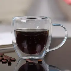 JUST HOME COLLECTION - Taza Doble Pared 250 ml Vidrio Transparente