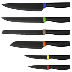 JUST HOME COLLECTION - Juego 6 cuchillos carmín Negro