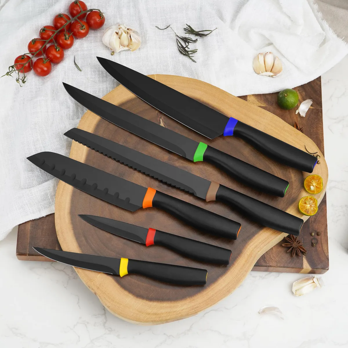 JUST HOME COLLECTION - Juego 6 cuchillos carmín Negro