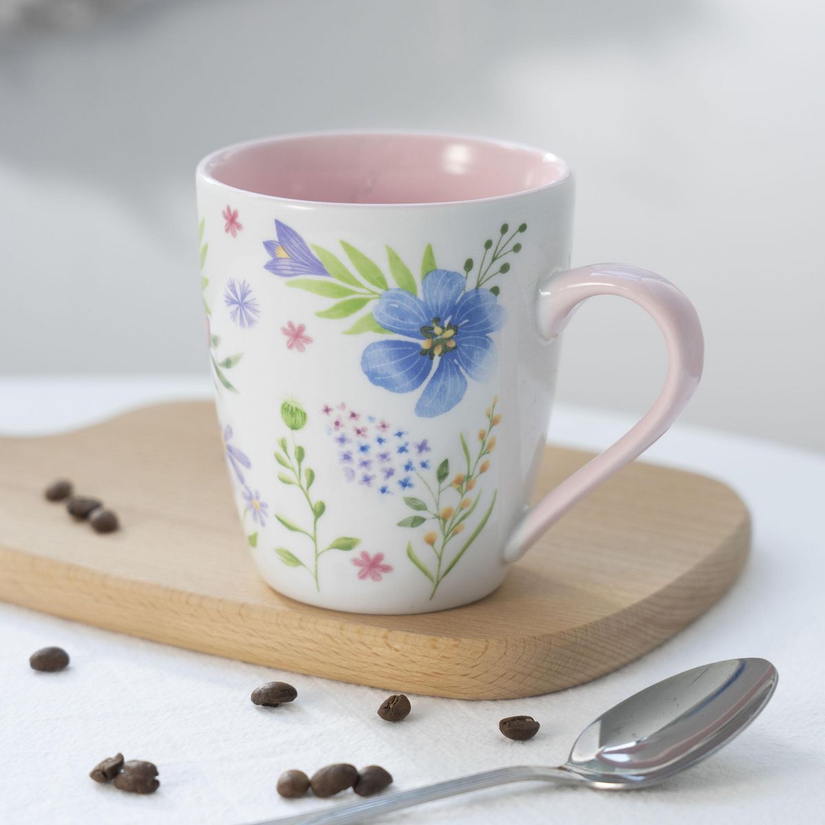 JUST HOME COLLECTION - Mug 350 ml Porcelana Flores Rosado
