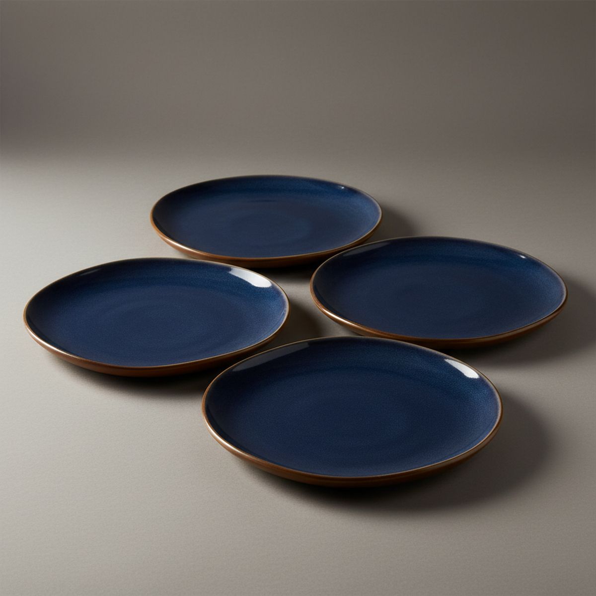 JUST HOME COLLECTION - Set Platos 20 cm 4 Piezas Cerámica Azul