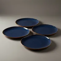 Set Platos 20 cm 4 Piezas Cerámica Azul