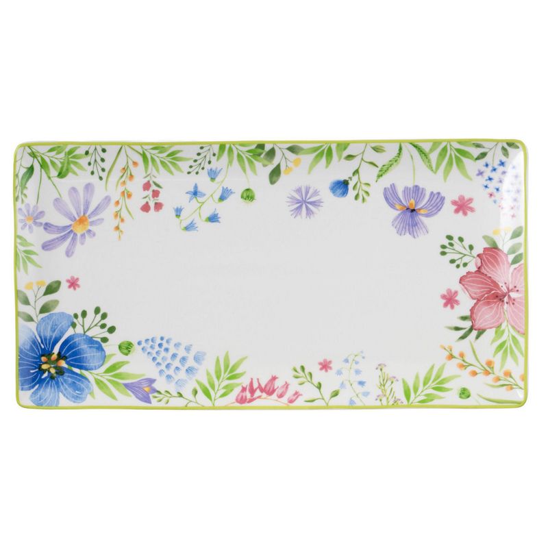JUST HOME COLLECTION - Fuente 29,5x15 cm Flores Ring Verde