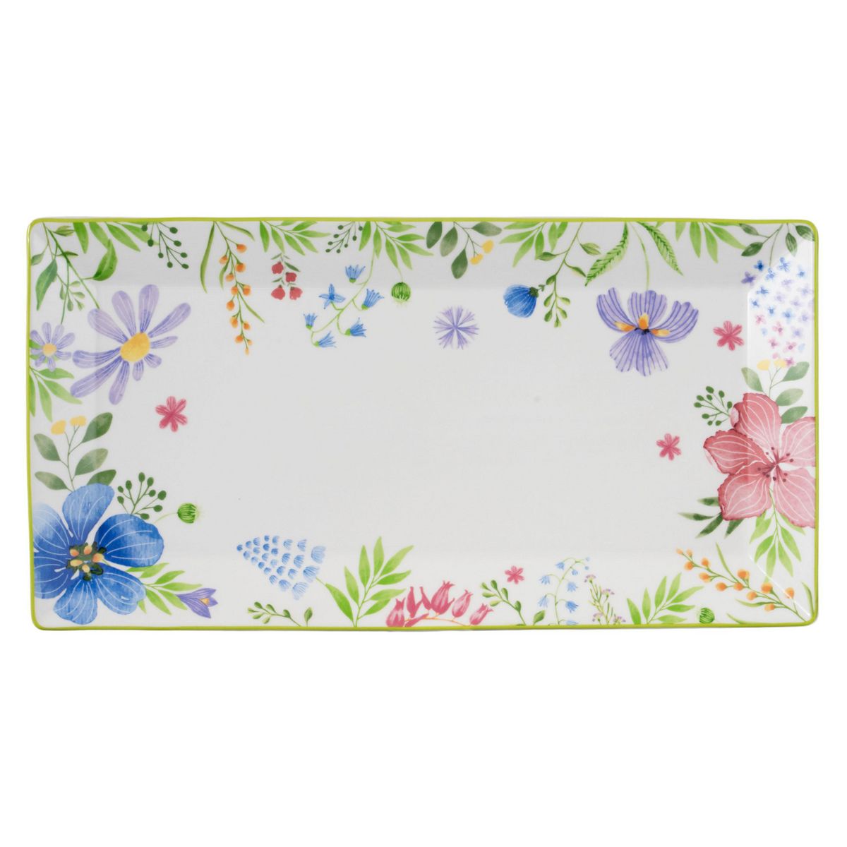 JUST HOME COLLECTION - Fuente 36,5x19,2 cm Flores Ring Verde