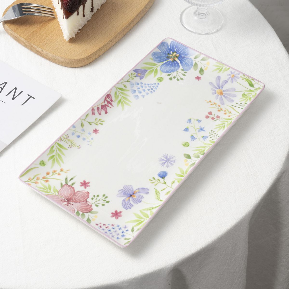 JUST HOME COLLECTION - Fuente 29,5x15 cm Flores Ring Rosado