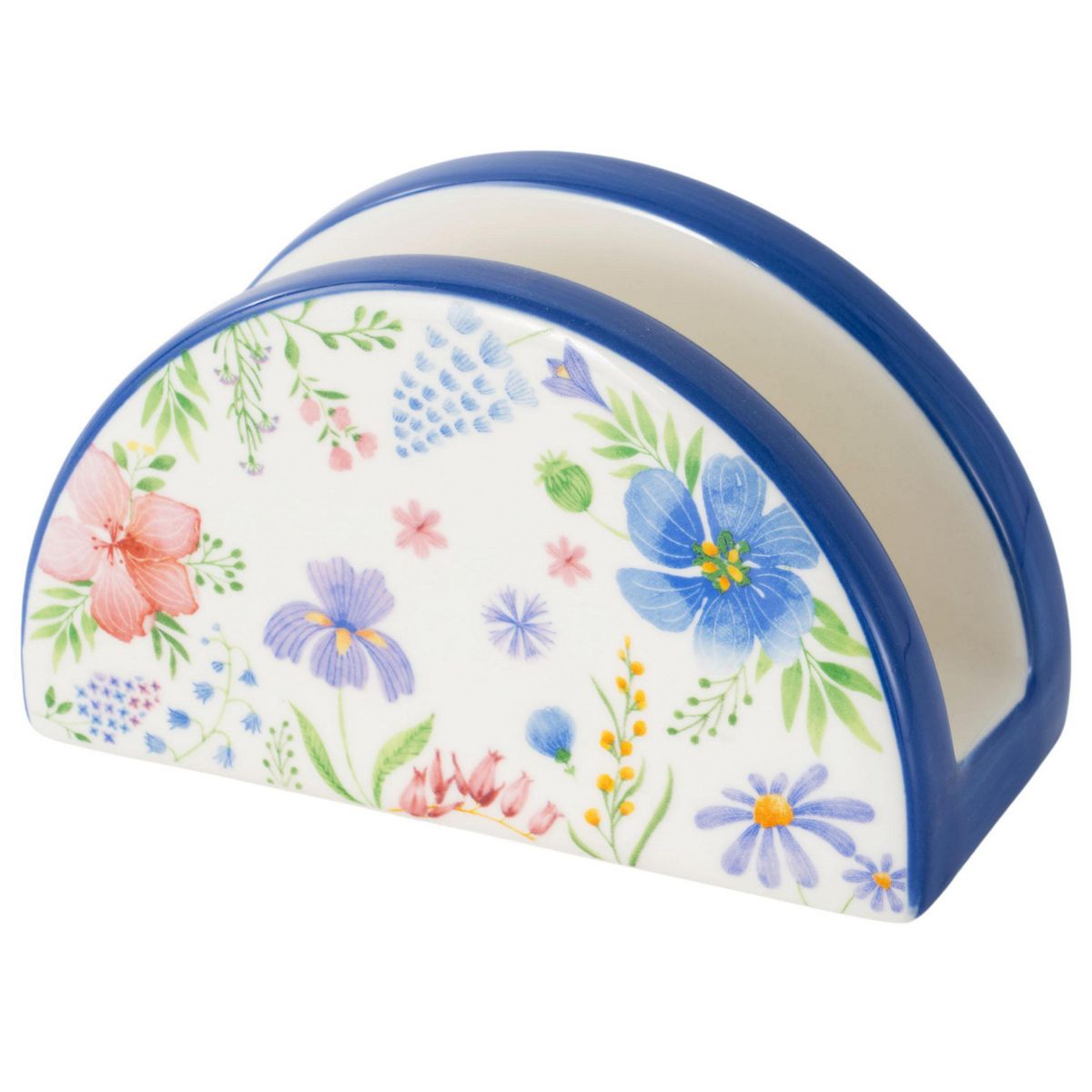JUST HOME COLLECTION - Servilletero Cerámica Flores Azul