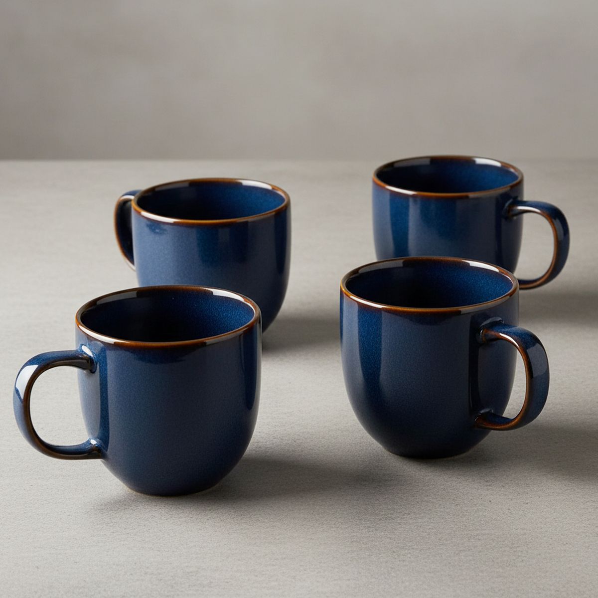 JUST HOME COLLECTION - Set Mug 4 Piezas Cerámica Azul