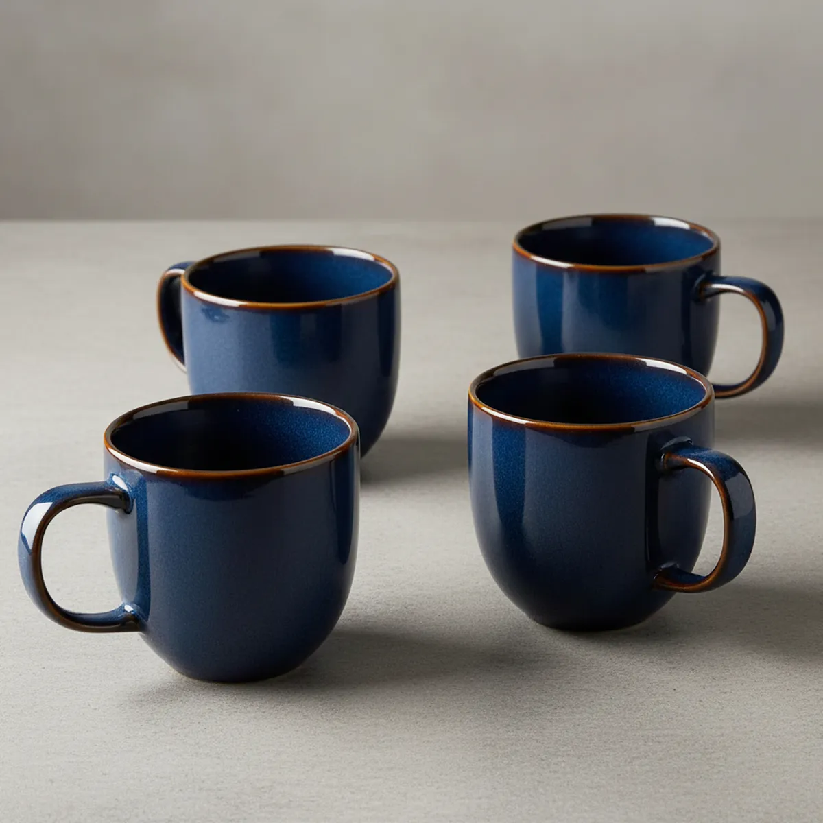 JUST HOME COLLECTION - Set Mug 4 Piezas Cerámica Azul