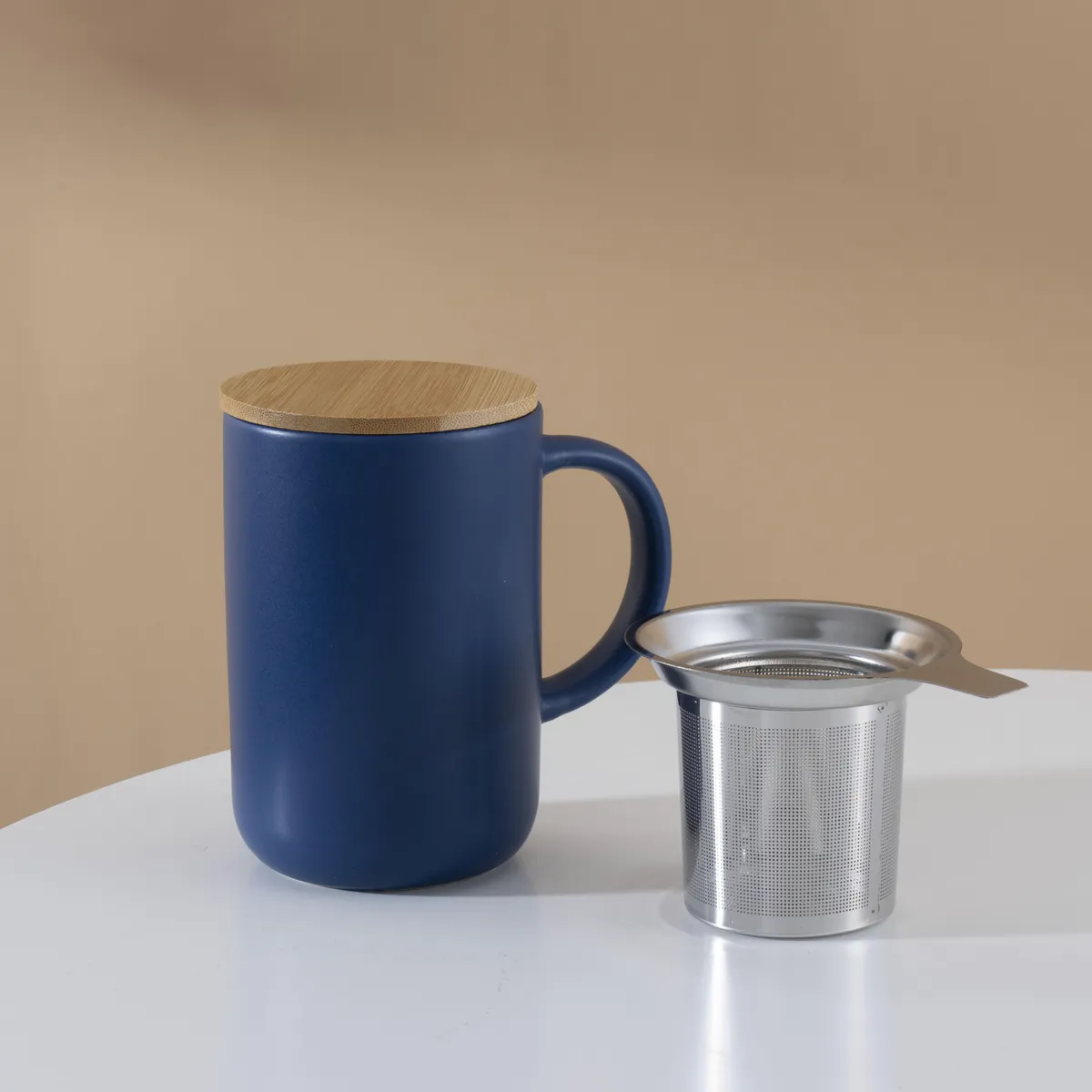 JUST HOME COLLECTION - Mug con Infusor 490 ml Cerámica Azul