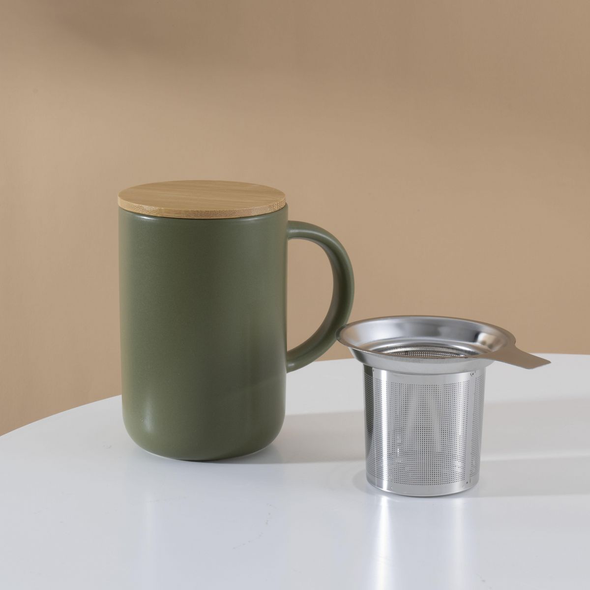 JUST HOME COLLECTION - Mug con Infusor 490 ml Cerámica Verde