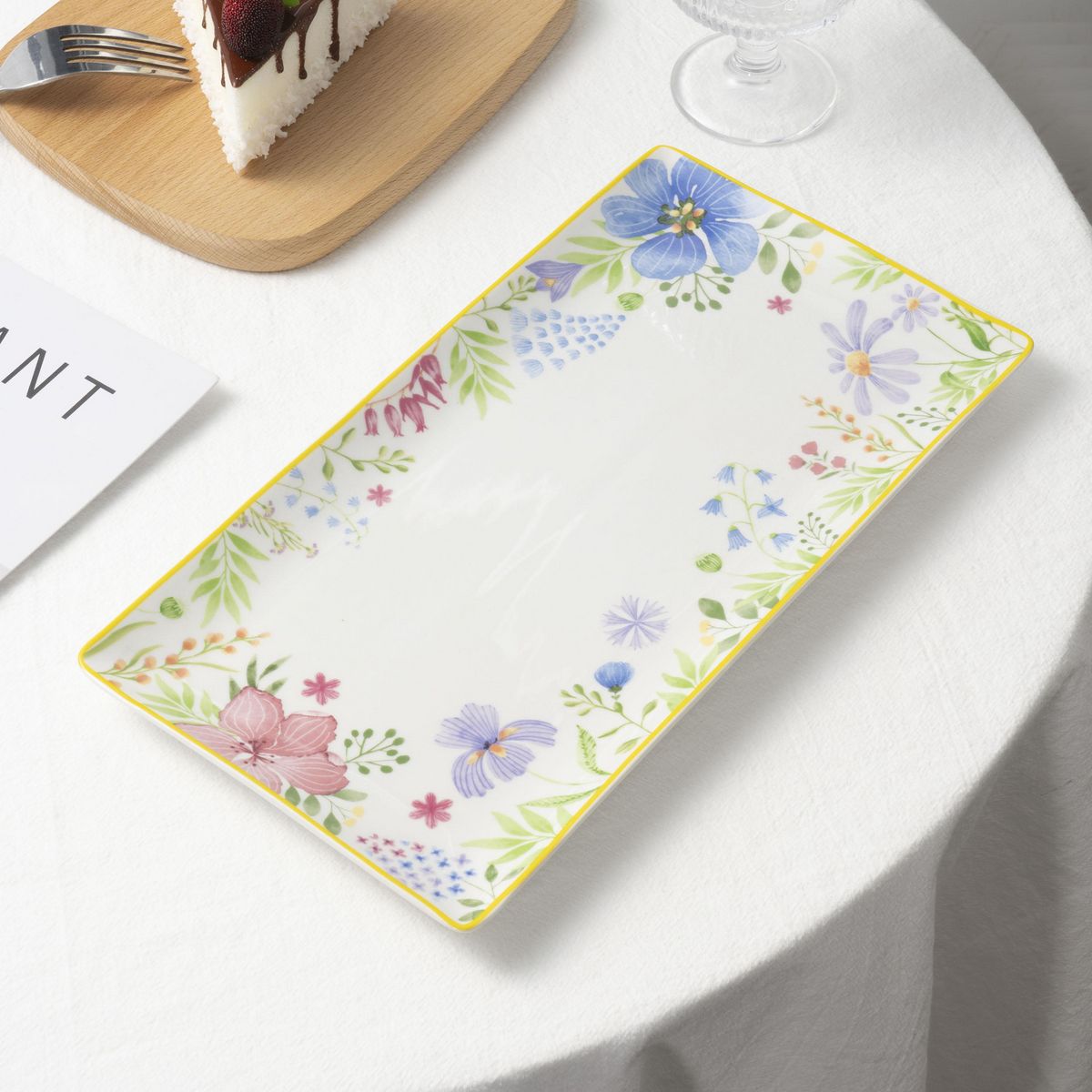 JUST HOME COLLECTION - Fuente 29,5x15 cm Flores Ring Amarillo