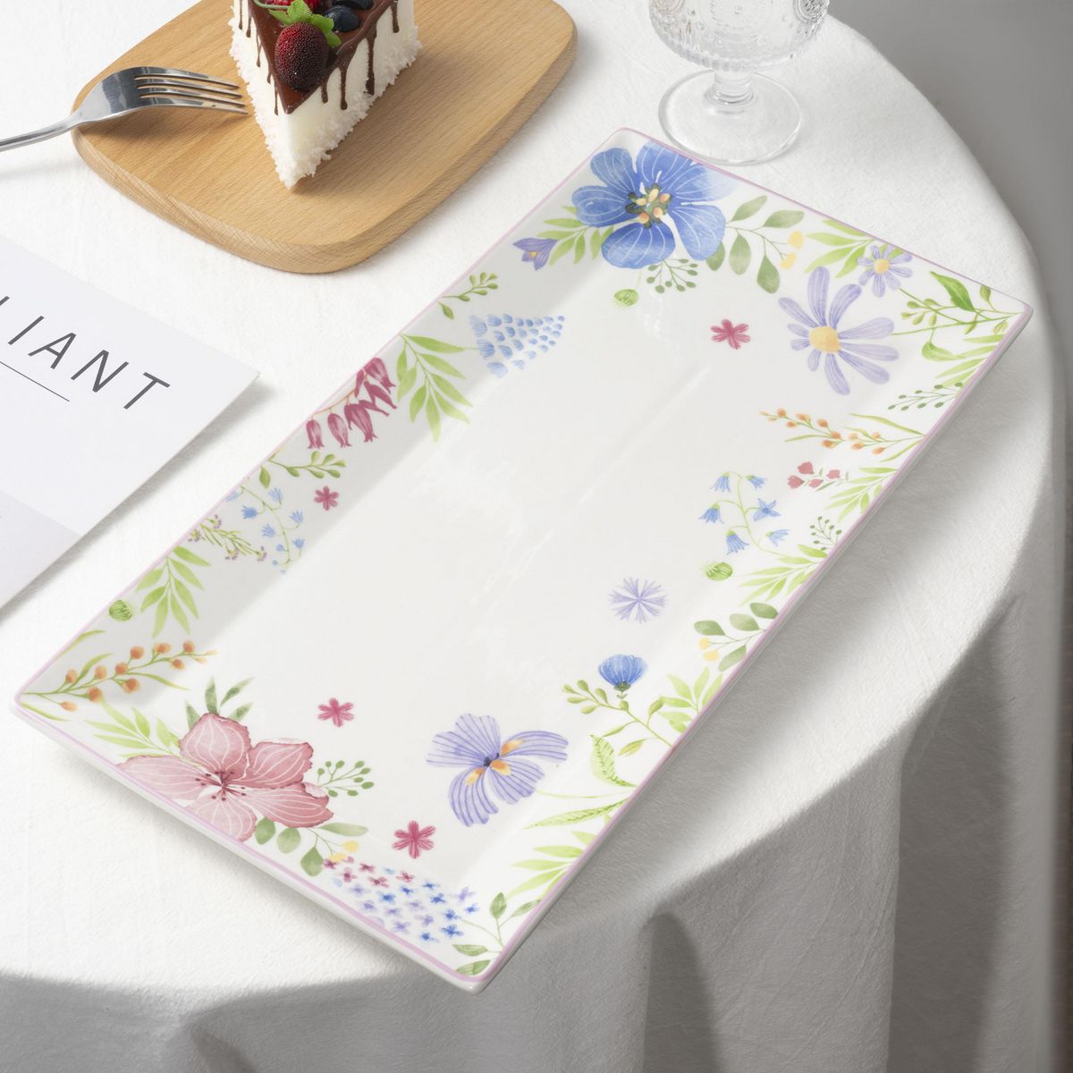 JUST HOME COLLECTION - Fuente 36,5x19,2 cm Flores Ring Rosado