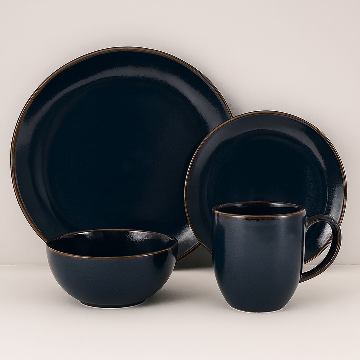  - Combo Juego de Loza 16 piezas Vajilla Azul Look Gres 4 personas