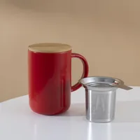 Mug 490 ml Cerámica Con Infusor Rojo