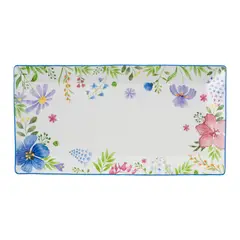 JUST HOME COLLECTION - Fuente 36,5x19,2 cm Flores ring azul