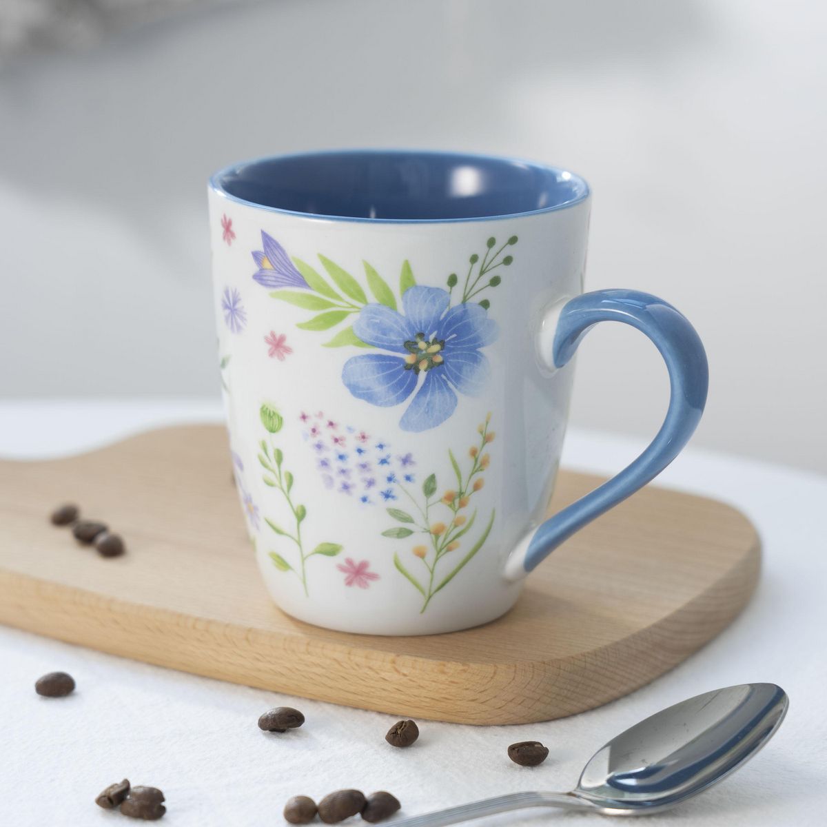 JUST HOME COLLECTION - Mug 350 ml Porcelana Flores Azul
