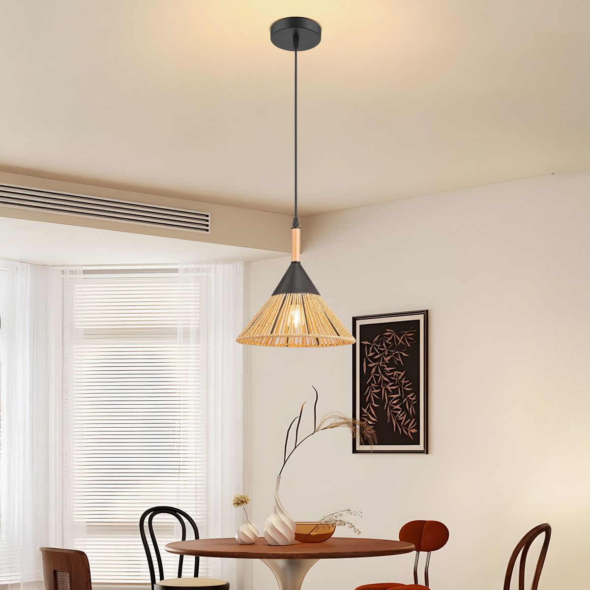 JUST HOME COLLECTION - Lampara Colgante Flam Cuerdas Hierro Negro