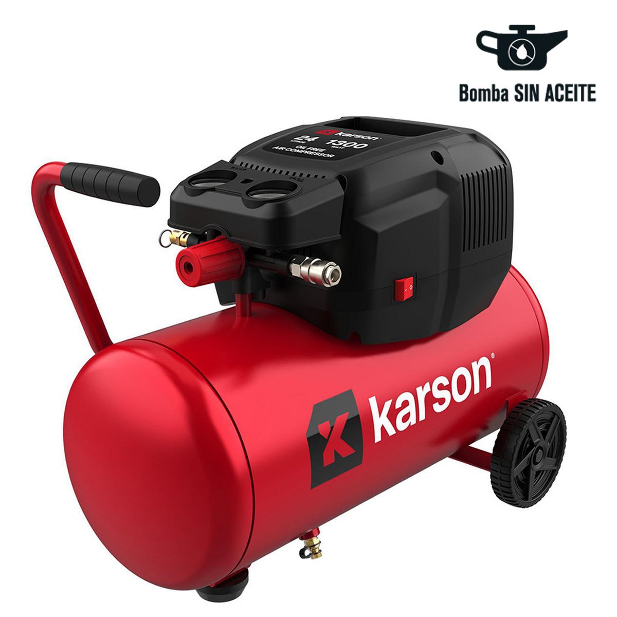 KARSON - Compresor de Aire Portátil sin Aceite 1.7 HP 24 Litros 0202456