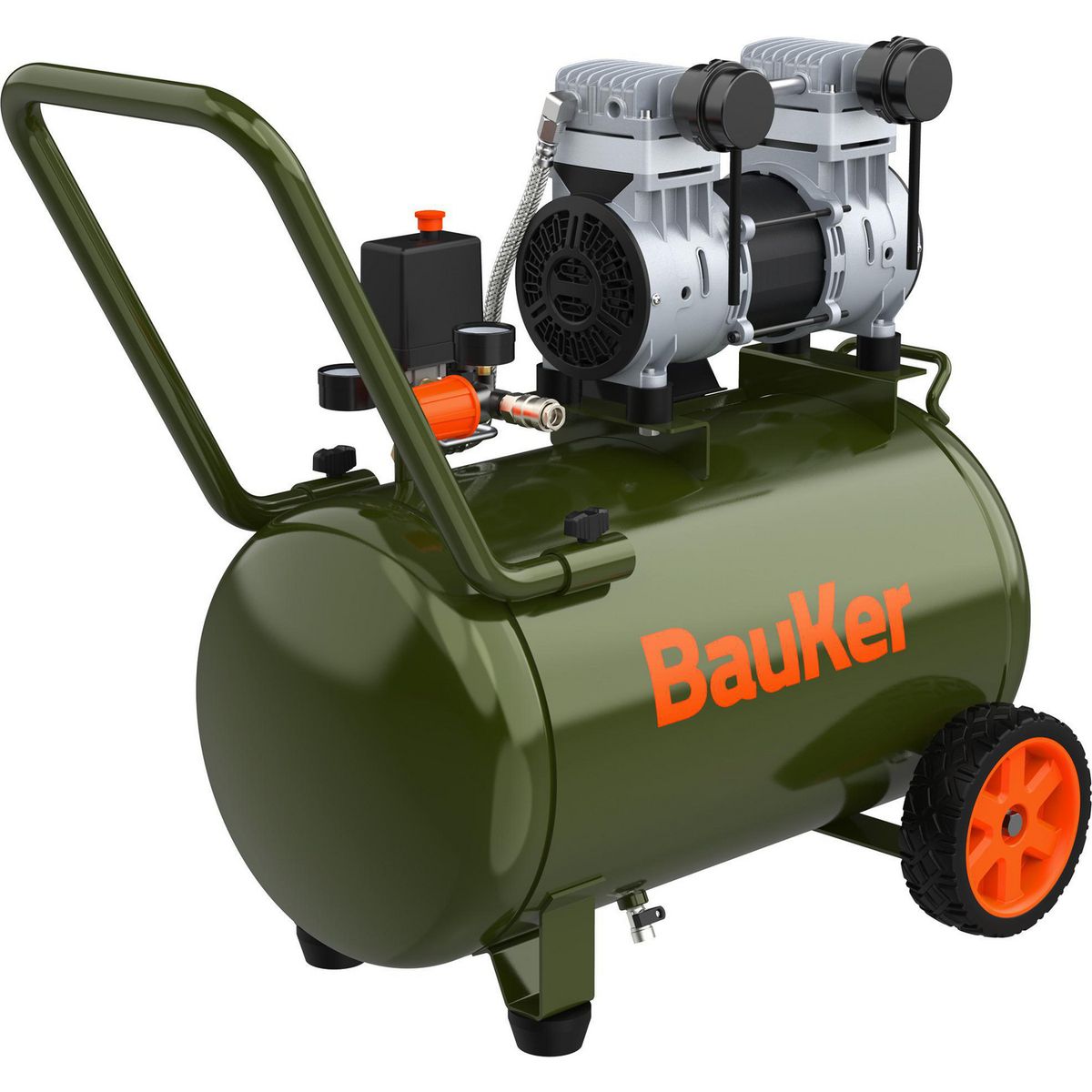 BAUKER - Compresor de Aire Portátil Insonoro/sin Aceite 1.6 HP 50 Litros 3305059