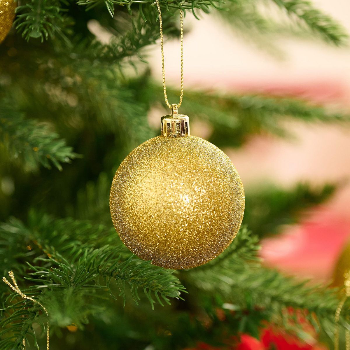 DEAR SANTA - Set 12 esferas 6 cm dorado escarcha