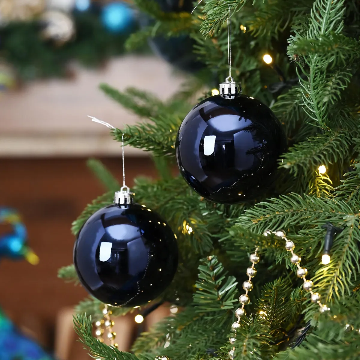 DEAR SANTA - Set 4 esferas 9 cm azul oscuro