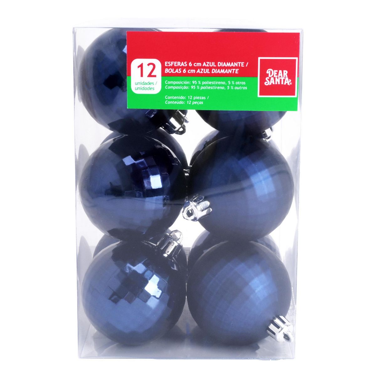DEAR SANTA - Set 12 esferas 6 cm azul oscuro