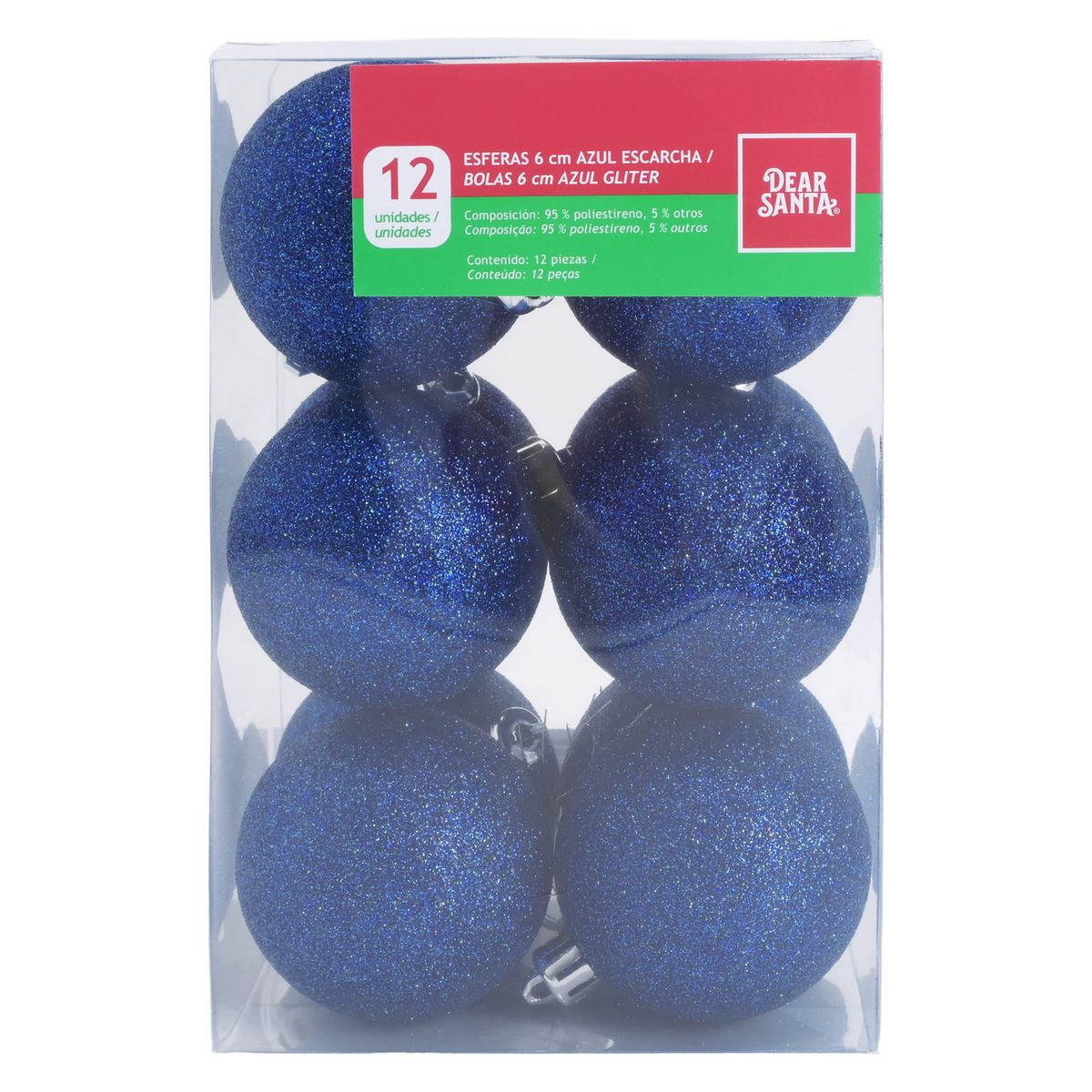 DEAR SANTA - Set 12 esferas 6 cm azul oscuro