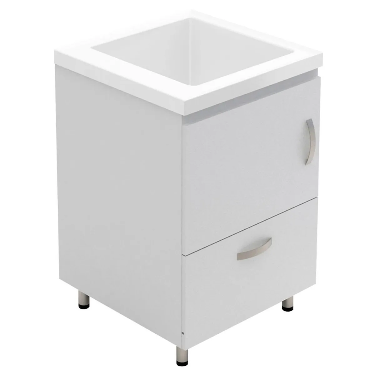 FIRPLAK - Lavadero Pro 60x60x86cm con Mueble Pro RH Blanco Canastilla de 2" Acero Inoxidable