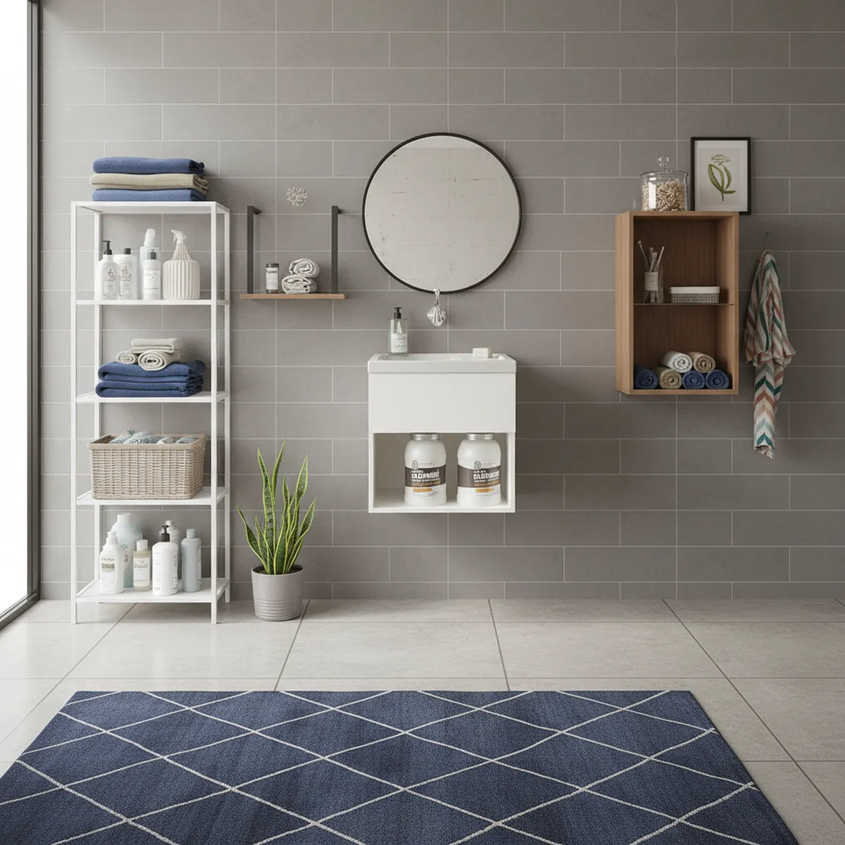 FIRPLAK - Lavadero Versa 50x50x48cm con Mueble Kub RH Blanco Canastilla 2" Plástica