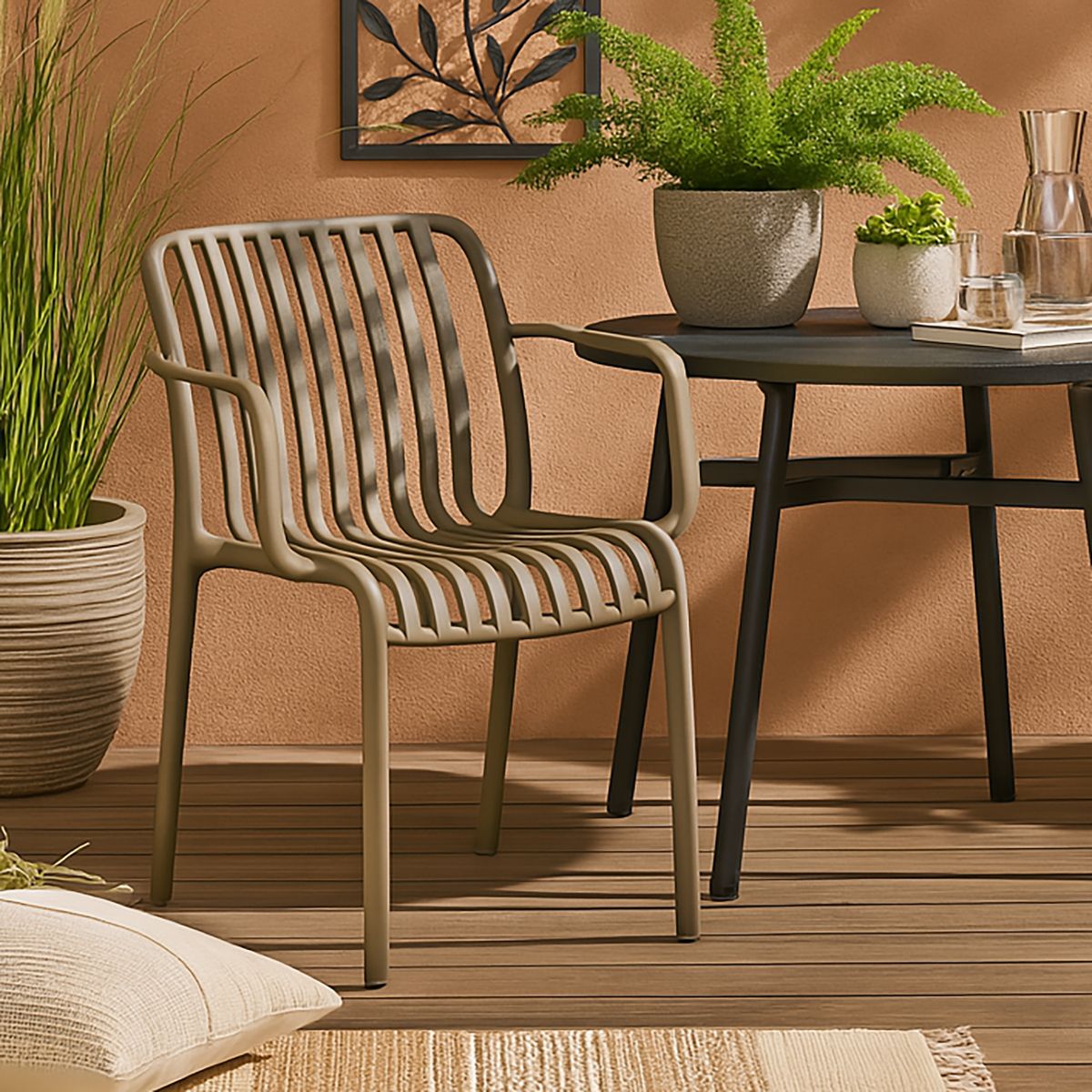 JUST HOME COLLECTION - Silla para Terraza Resina Atenas Taupe 79x58x57 cm