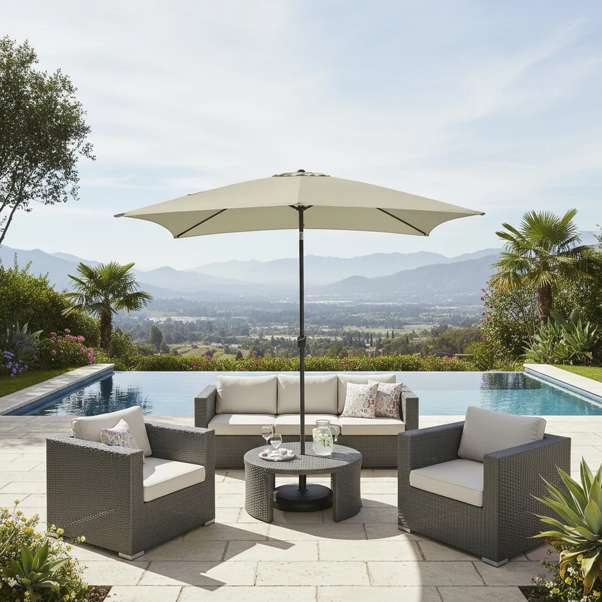 JUST HOME COLLECTION - Quitasol Central Acero 2x2.6 metros Crudo