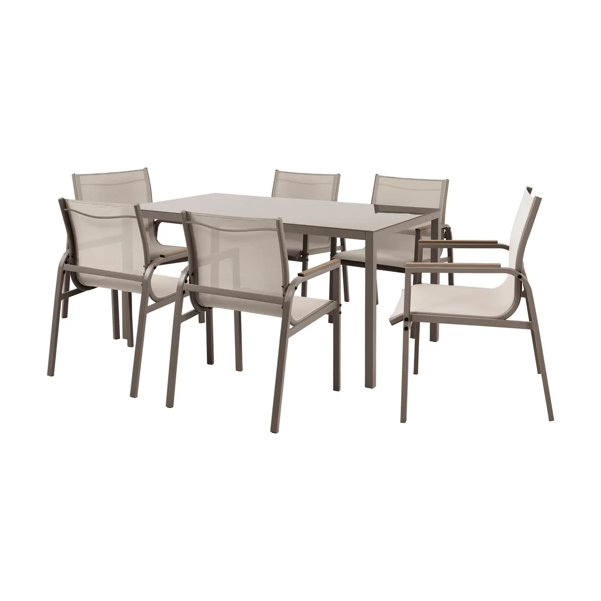 JUST HOME COLLECTION - Juego de Comedor de Terraza Dubo 6 Personas Taupe