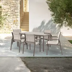 JUST HOME COLLECTION - Juego de Comedor de Terraza Dubo 6 Personas Taupe