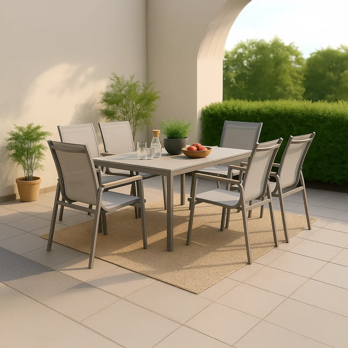 JUST HOME COLLECTION - Juego de Comedor de Terraza Dubo 6 Personas Taupe