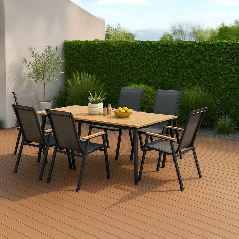Juego de Comedor de Terraza Berlin 6 Personas Gris