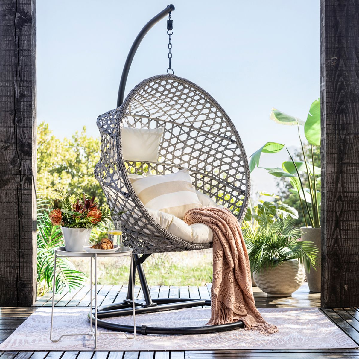 JUST HOME COLLECTION - Silla Colgante Plegable Gris